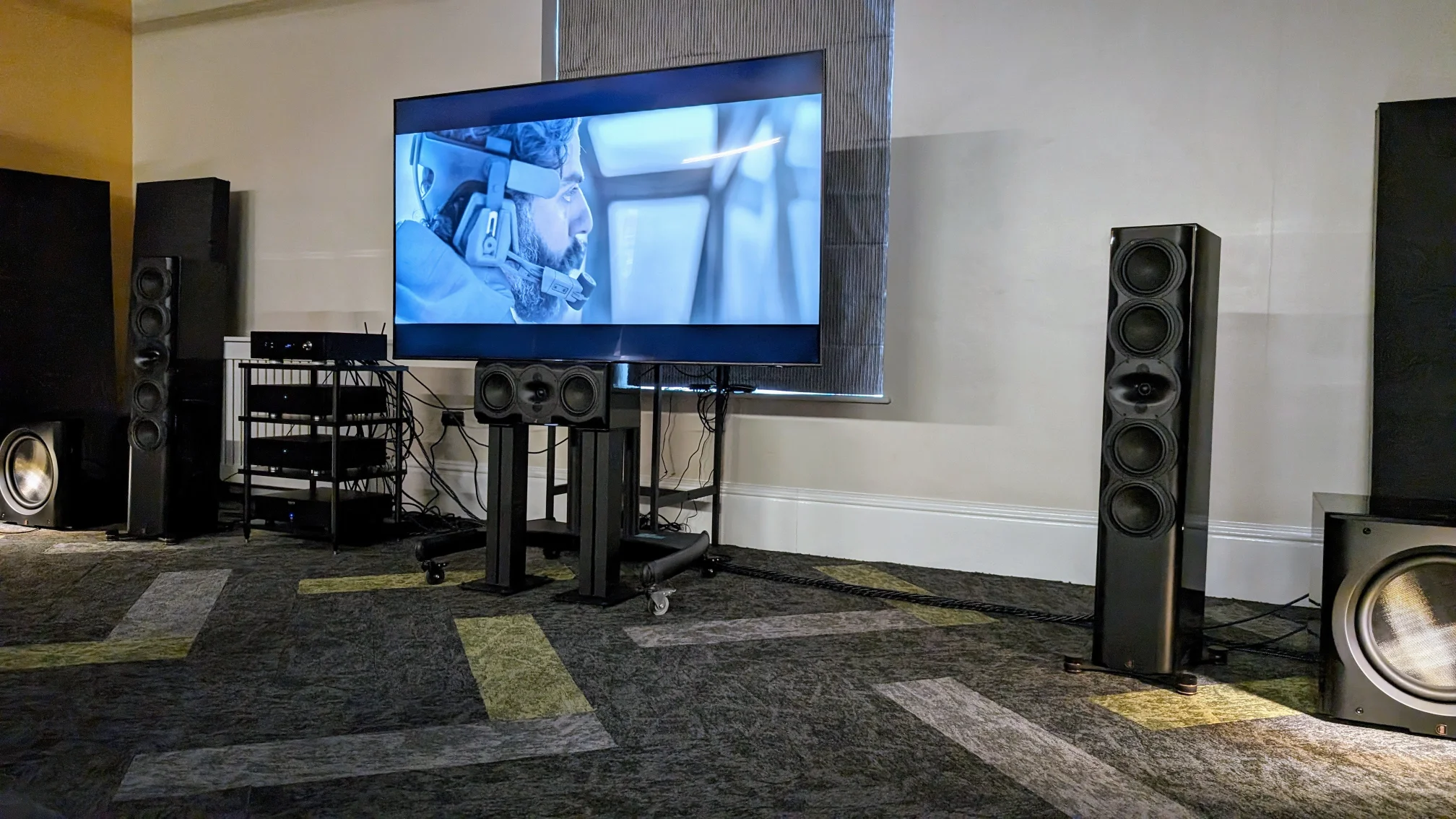 Perlisten R7T Freestanding speakers and multiple sub set-up