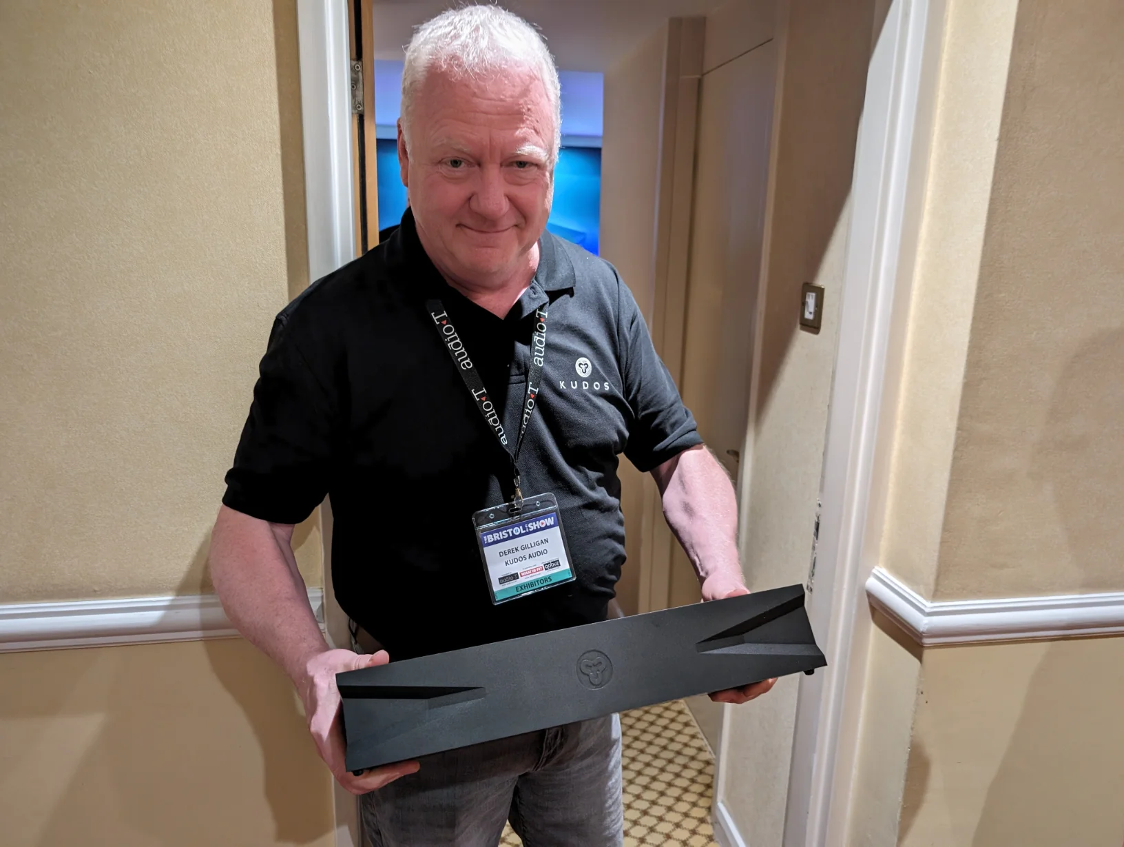 Derek Gilligan of Kudos proudly holding his latest product, the Sigao drive. Again a recurring theme, we did request a smile !!